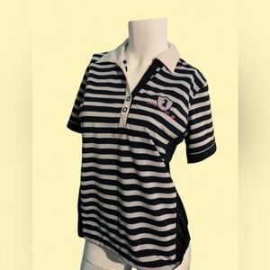 Masters Black & White Striped Women’s Golf Shirt